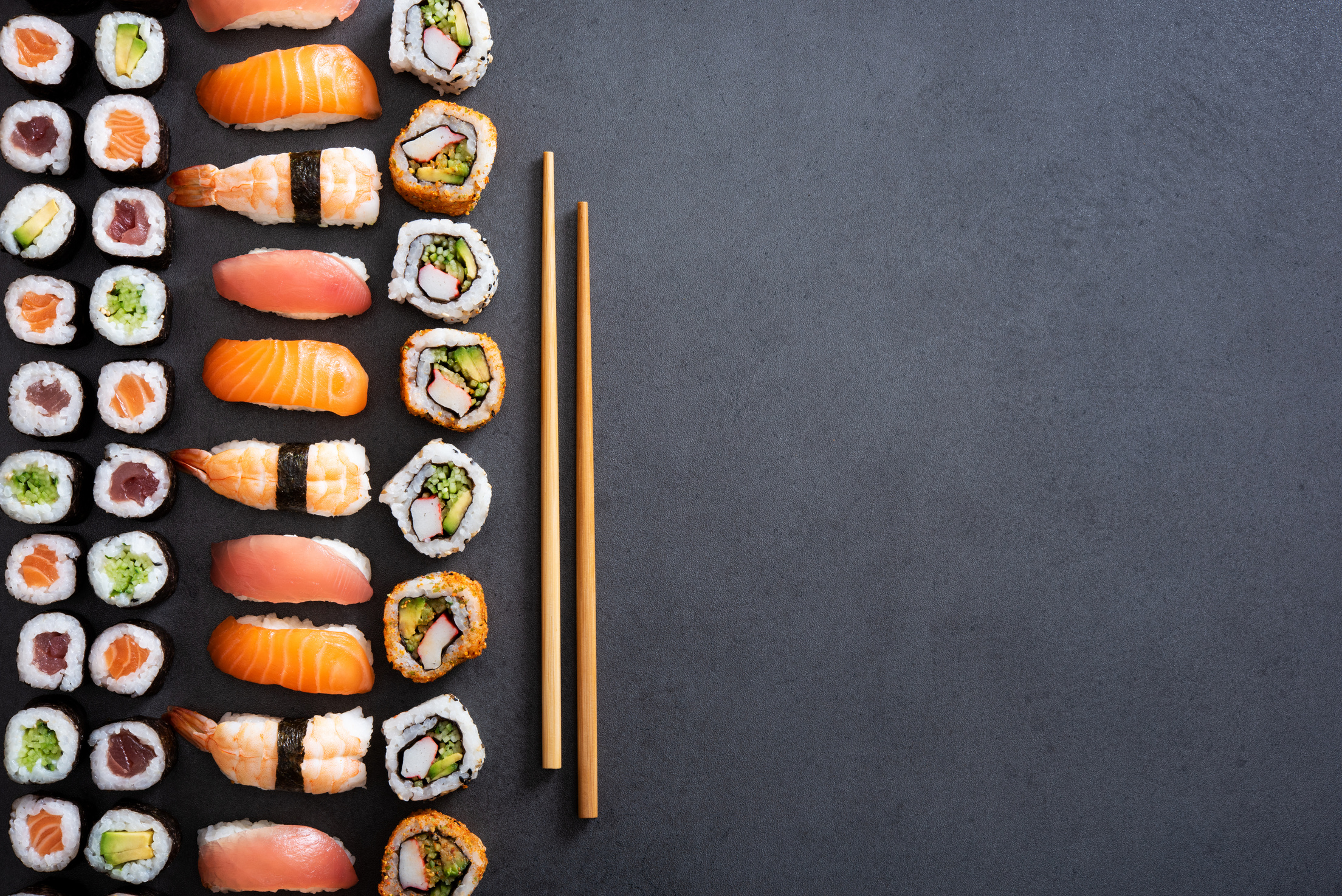 Sushi Rolls and Nigiri Background